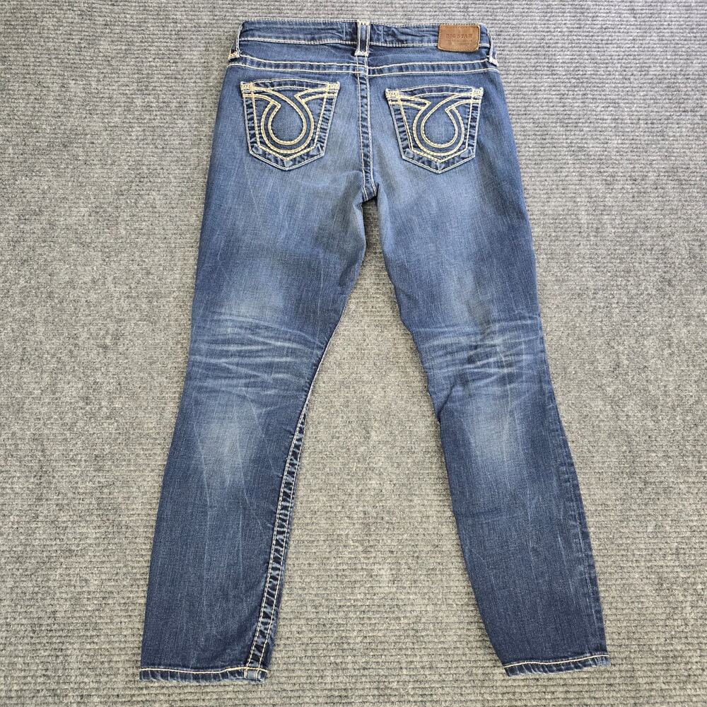 Big Star Maddie Jeans Womens 27 Blue Mid Rise Cropped Thick Stitch Stretch